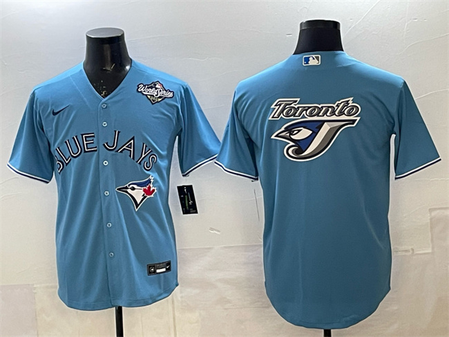 Men's Toronto Blue Jays Team Big Logo Blue 2025 World Series Home Cool Base Stitched Baseball Jersey
